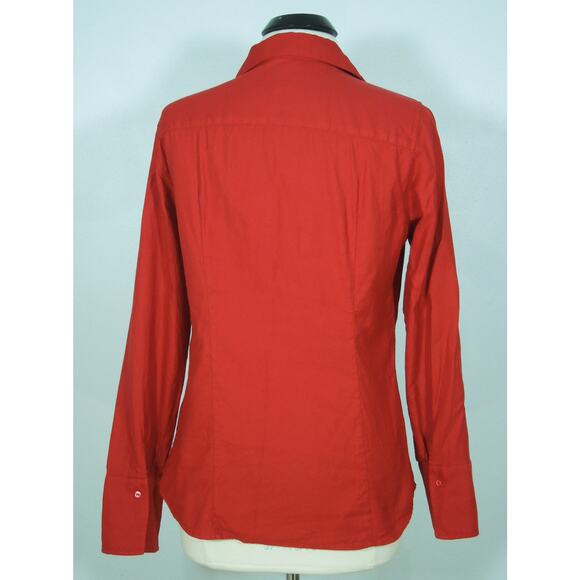 J.CREW Shirt 10 Laura Femme Fit Red Cotton Button Front - Picture 4 of 7